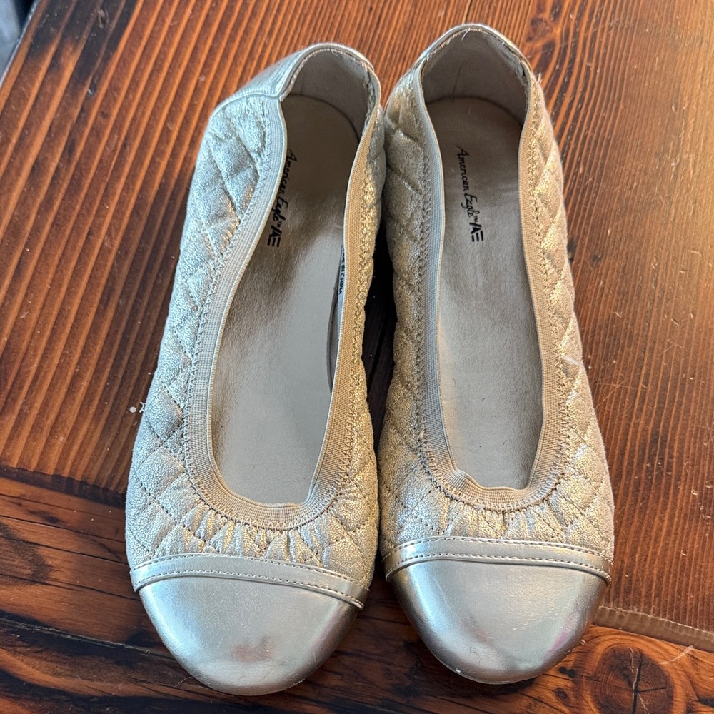 American Eagle by Payless Gold Quilted Kids Flats